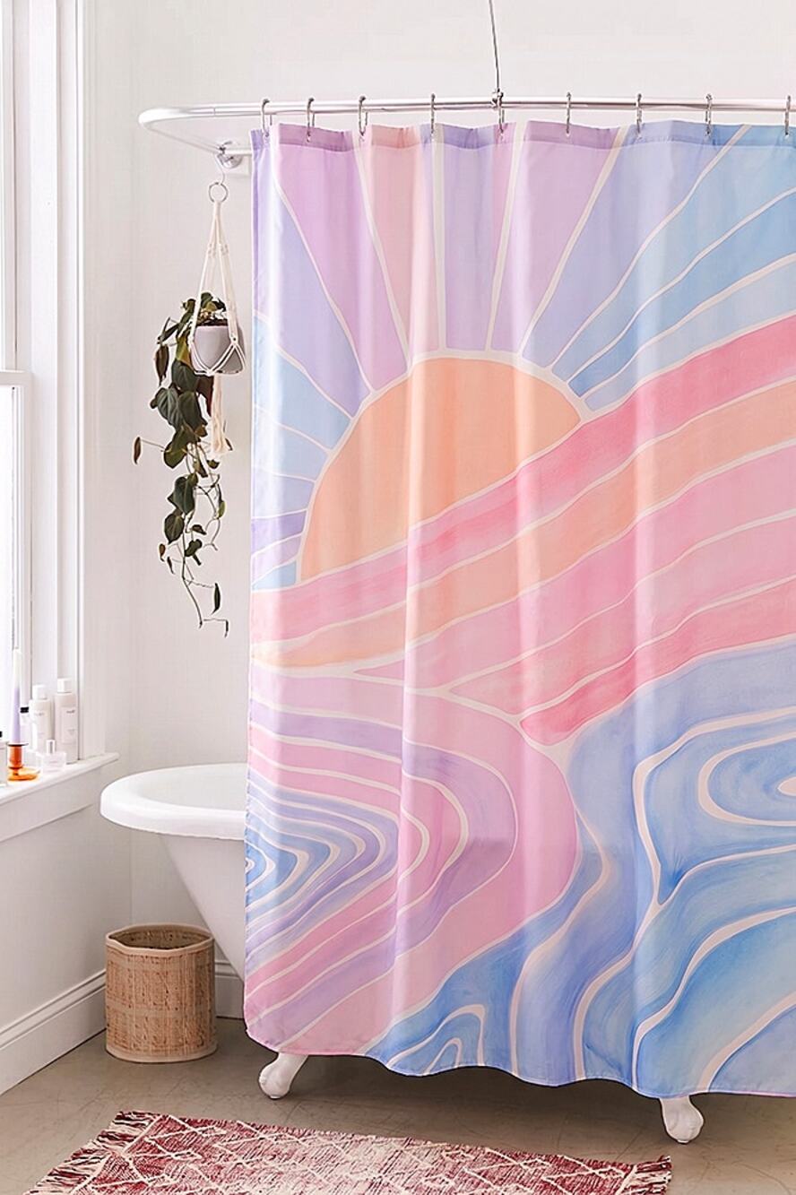 Urban Outfitters Watercolor Sunrise Shower Curtain